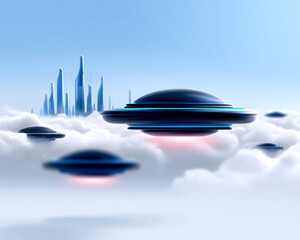 Cyberpunk futuristic skyline with vivid blue and pink neon glow, fleets of drones scouting the perimeter, surreal urban textures, high contrast lighting, rainy mood