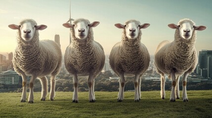 Naklejka premium Sheep in City