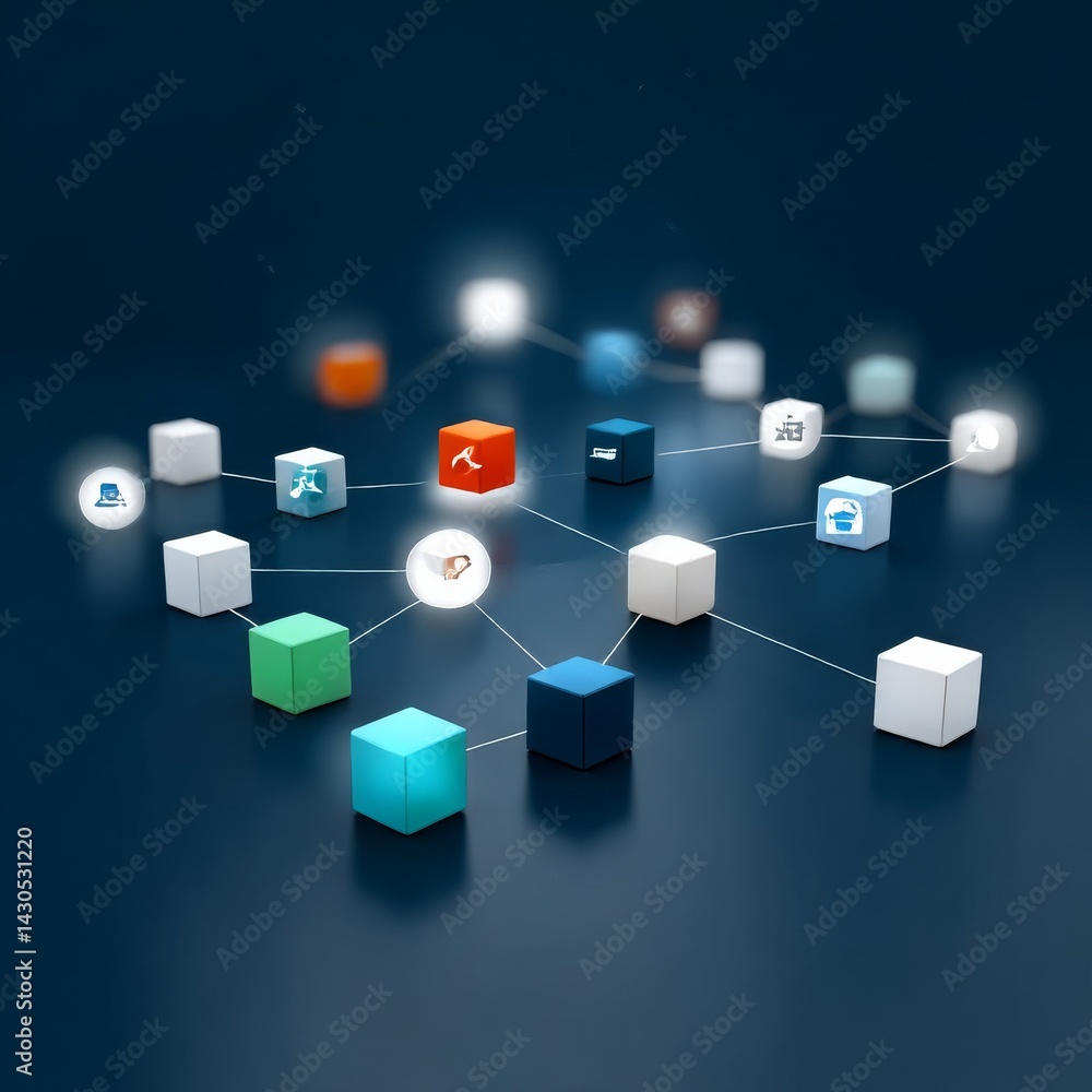Poster Networked Cube Connections: Visualizing Data Flow and Integration in a Modern, Abstract Representation