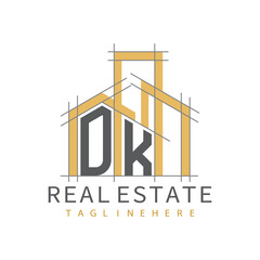 initial monogram logo for real estate with Home and Building shape creative design.