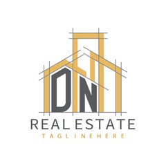 initial monogram logo for real estate with Home and Building shape creative design.
