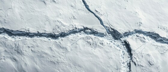 Minimalist Aerial View of Snow Fracture in White Landscape