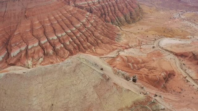 Colorful mountains in Altyn Emel National park drone view