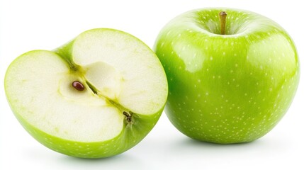 Fresh green apple halves