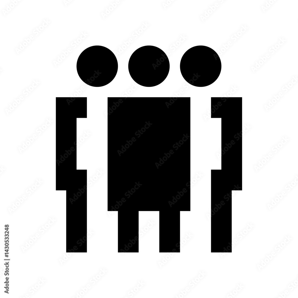 Poster abstract representation of three figures with circular heads in black and white minimalist design st