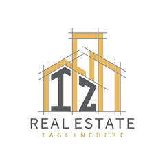 initial monogram logo for real estate with Home and Building shape creative design.