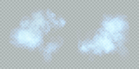 Realistic light blue smoke cloud with soft density and transparent edges on isolated background.  © Valeriia