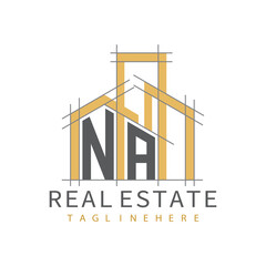 initial monogram logo for real estate with Home and Building shape creative design.