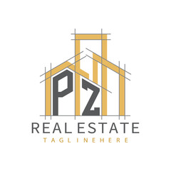 initial monogram logo for real estate with Home and Building shape creative design.