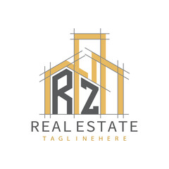 initial monogram logo for real estate with Home and Building shape creative design.