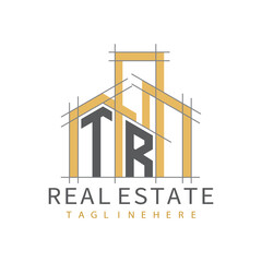 initial monogram logo for real estate with Home and Building shape creative design.