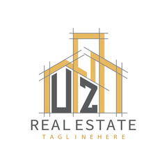 initial monogram logo for real estate with Home and Building shape creative design.