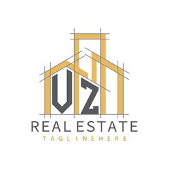 initial monogram logo for real estate with Home and Building shape creative design.
