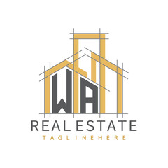 initial monogram logo for real estate with Home and Building shape creative design.
