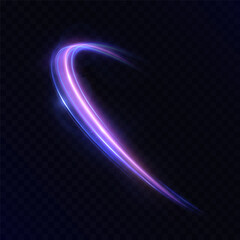 Luminous swirl of neon light forming a radiant arc in purple and cyan tones. Perfect for fantasy energy paths, enchanted flight trails, or digital magical effects. 