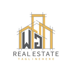 initial monogram logo for real estate with Home and Building shape creative design.