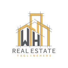 initial monogram logo for real estate with Home and Building shape creative design.