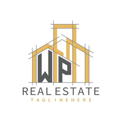initial monogram logo for real estate with Home and Building shape creative design.