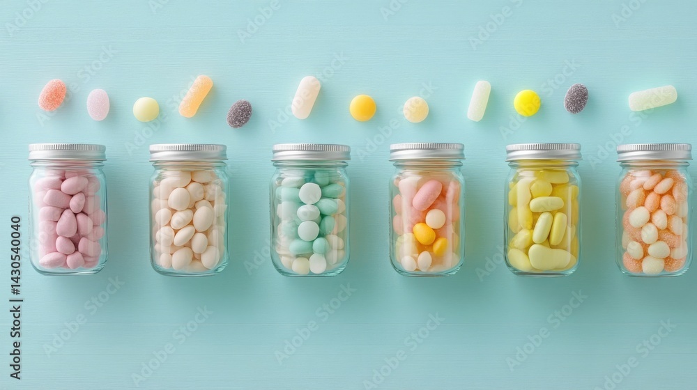 Aufkleber captivating image showcasing an array of colorful and enticing candies including gummies lollipops c