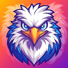 Obraz premium Old school style blue eagle mascot head with detailed digital artwork