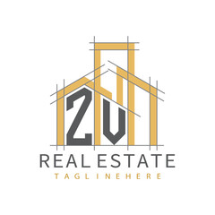 initial monogram logo for real estate with Home and Building shape creative design.