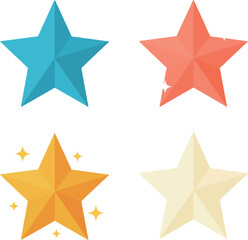 Obraz premium Four colorful five pointed stars in blue red yellow and white vector illustration 