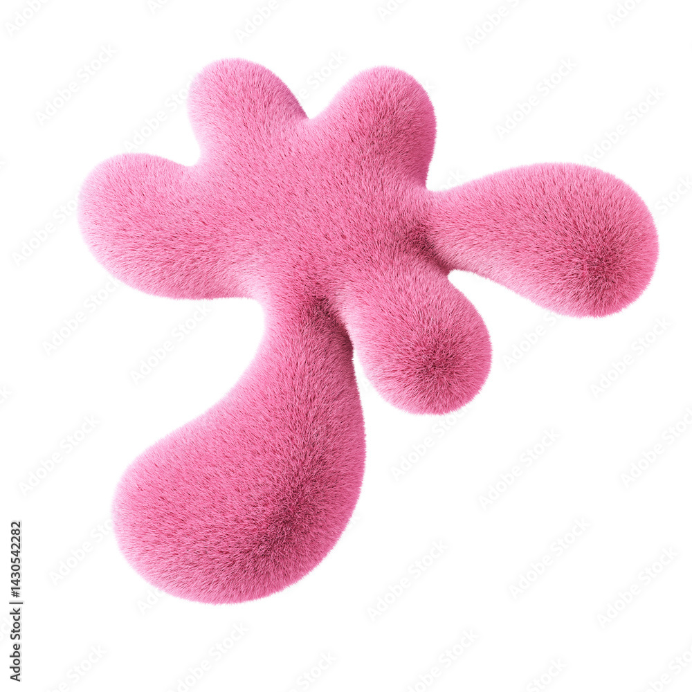 Fototapete Plush splash shape isolated on white background. 3d design element.