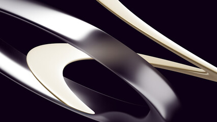Abstract golden silver 3D spirals - 4K Wallpaper