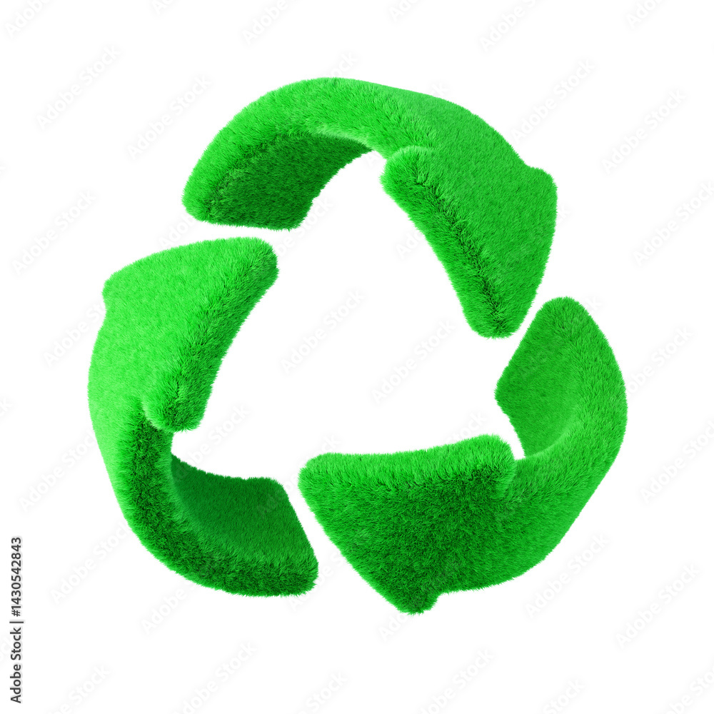 Poster plush recycle icon isolated on white background. 3d design element.