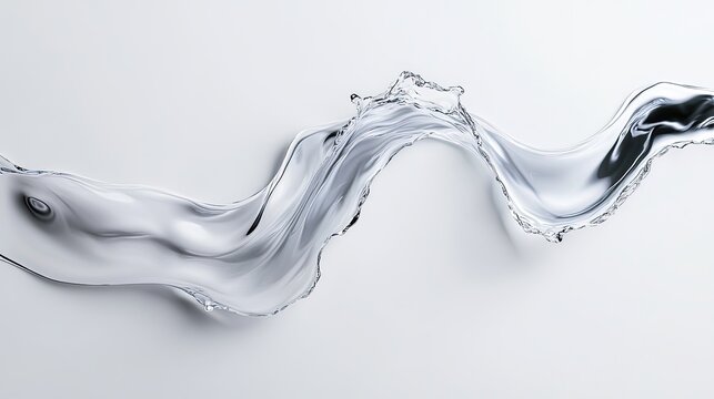 A twisting stream of water forming an abstract shape, floating in white space 
