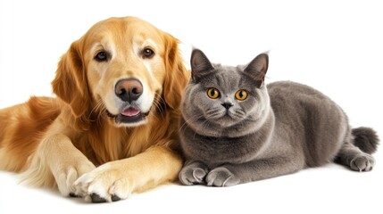 Obraz premium Friendly dog and cat companions