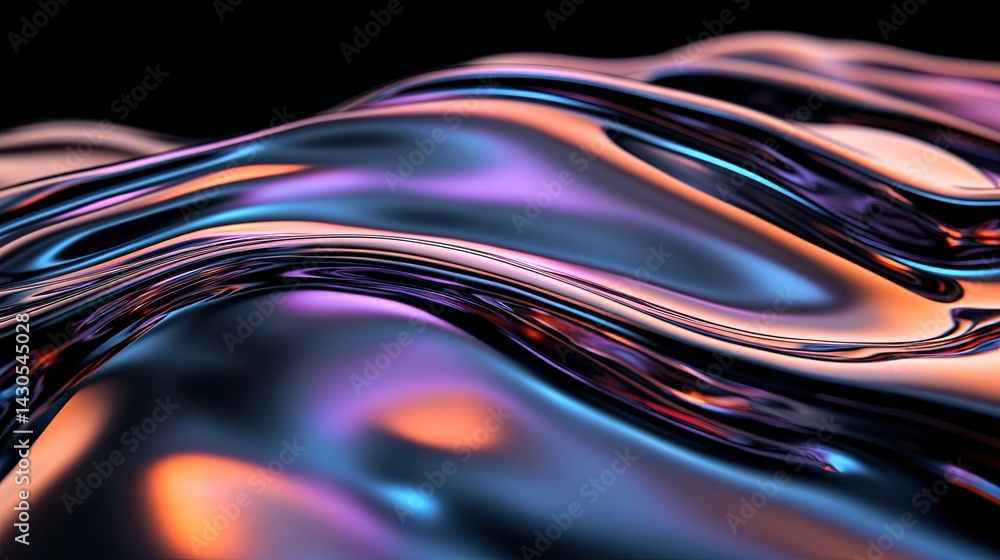 Poster abstract smooth water layer, light reflections creating a natural pattern, fully isolated