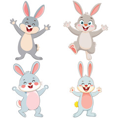 ute Bunnies Holding Carrots on Pink Background