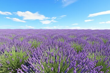 Fototapeta premium Lavender field under a bright blue sky on a sunny day in spring