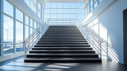 Modern Staircase with Large Windows