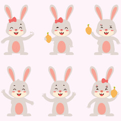 set of easter rabbits