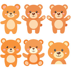 Cute Cartoon Bears in Various Poses