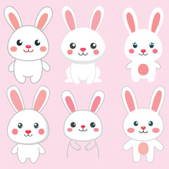 set of funny rabbits