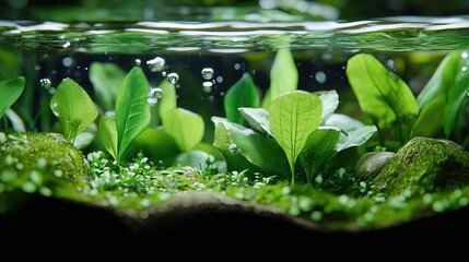 Clean and simple underwater surface view with natural light play, fully isolated 