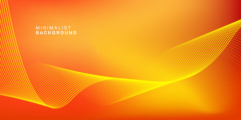 Abstract orange gradient background with shining lines waves. Minimalist background for banner, poster, cover, brochure, flyer, website