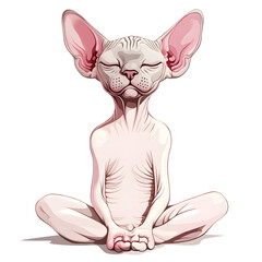 charm of meditating hairless Sphinx cat