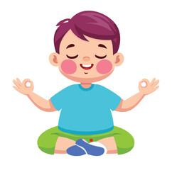 Cute Boy Meditating in Relaxed Pose