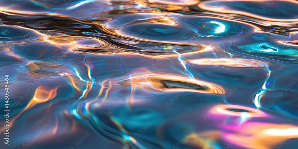 Poster crystal-clear underwater shot with refracted light patterns on the surface