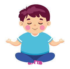 Cute Boy Meditating in Relaxed Pose