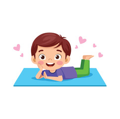 Boy Doing Yoga with Cute Dog Companion