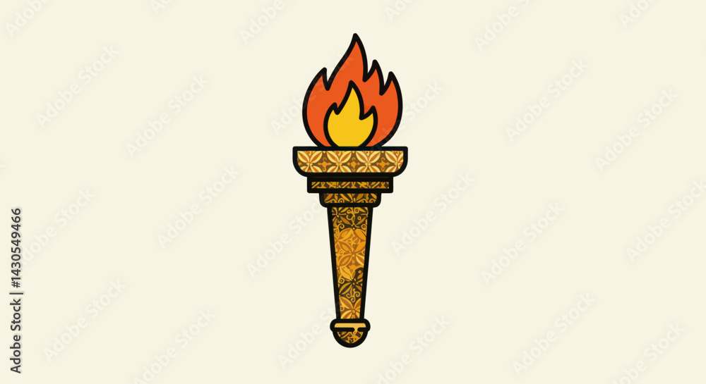 Poster decorative torch with vibrant flame design against a neutral background ideal for design elements an