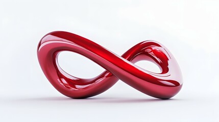 Fototapeta premium Glossy crimson infinity symbol sculpture against a bright background.