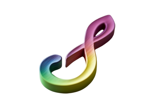 Colorful 3D Treble Clef Music Symbol Representing Melody and Harmony in Vibrant Tones for Music-Related Concepts and Creative Designs