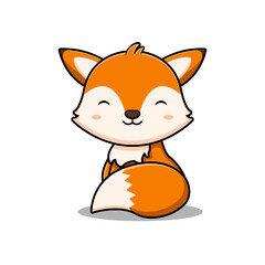 Cute Fox  Mascot Character Icon Illustration. Flat Cartoon Style Suitable for Web Landing Page, Banner, Sticker, Card