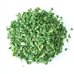 Obraz premium Close up pile of dried moringa leaves on a white background view isoleted on white background